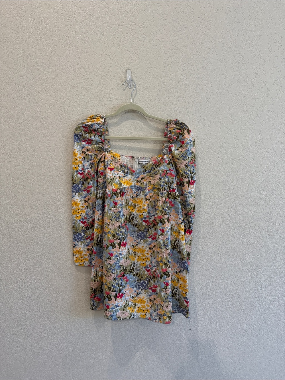 Reformation Kenzi Floral Puff-Sleeve Mini Dress